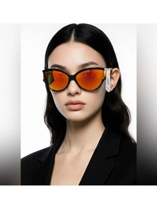 NEW AUTHENTIC“Balenciaga BB0038SA 004 Black & Orange Sunglasses – New w/ Case main image 6